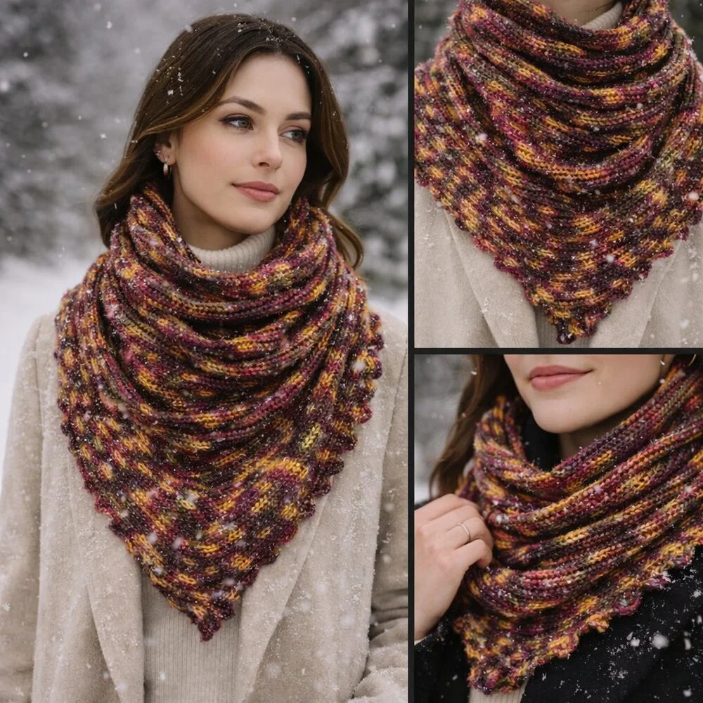 Handmade Shawlette – Manos del Uruguay Merino Silk Blend Yarn